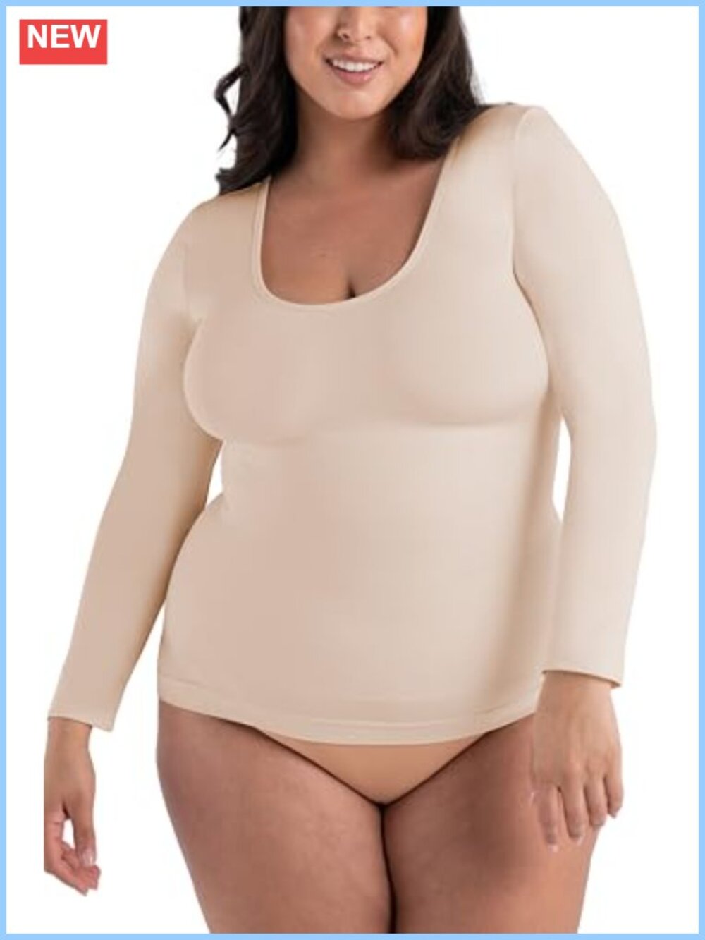 Shapermint Long Sleeve Compression Shaper Top Seamless Smoothing